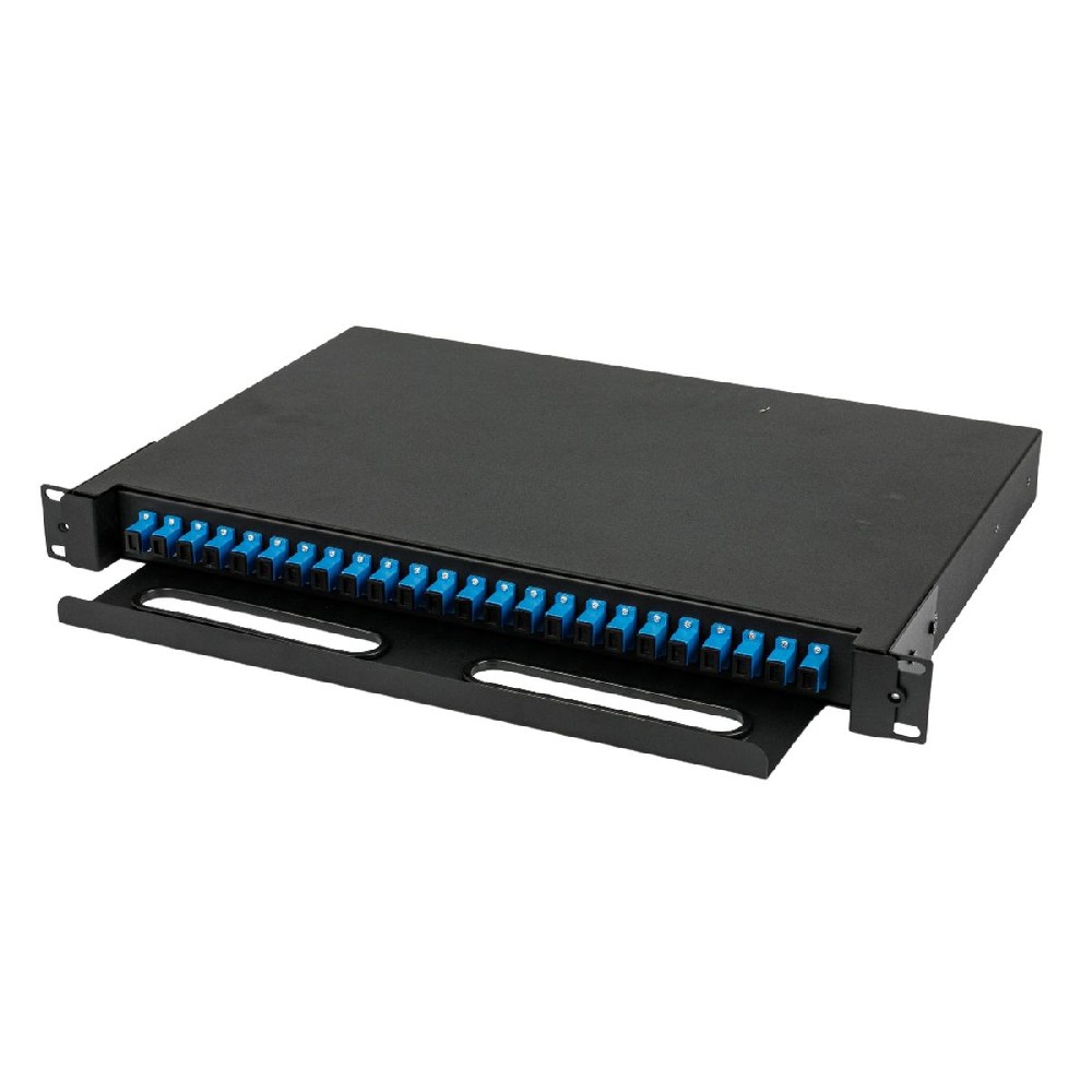 Guide rail pull-out 24 port fiber optic distribution box