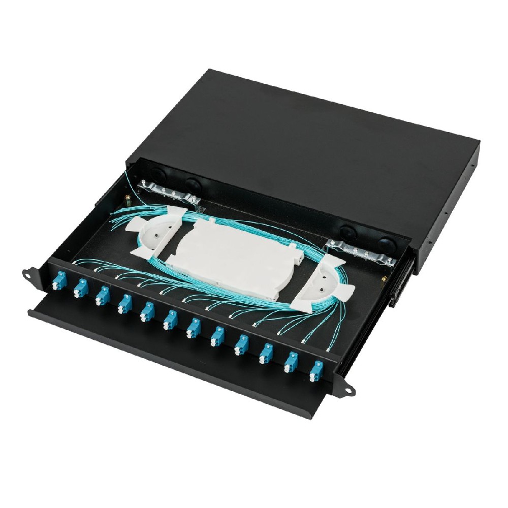 Guide rail pull-out 12 port LC-24 core fiber optic distribution box