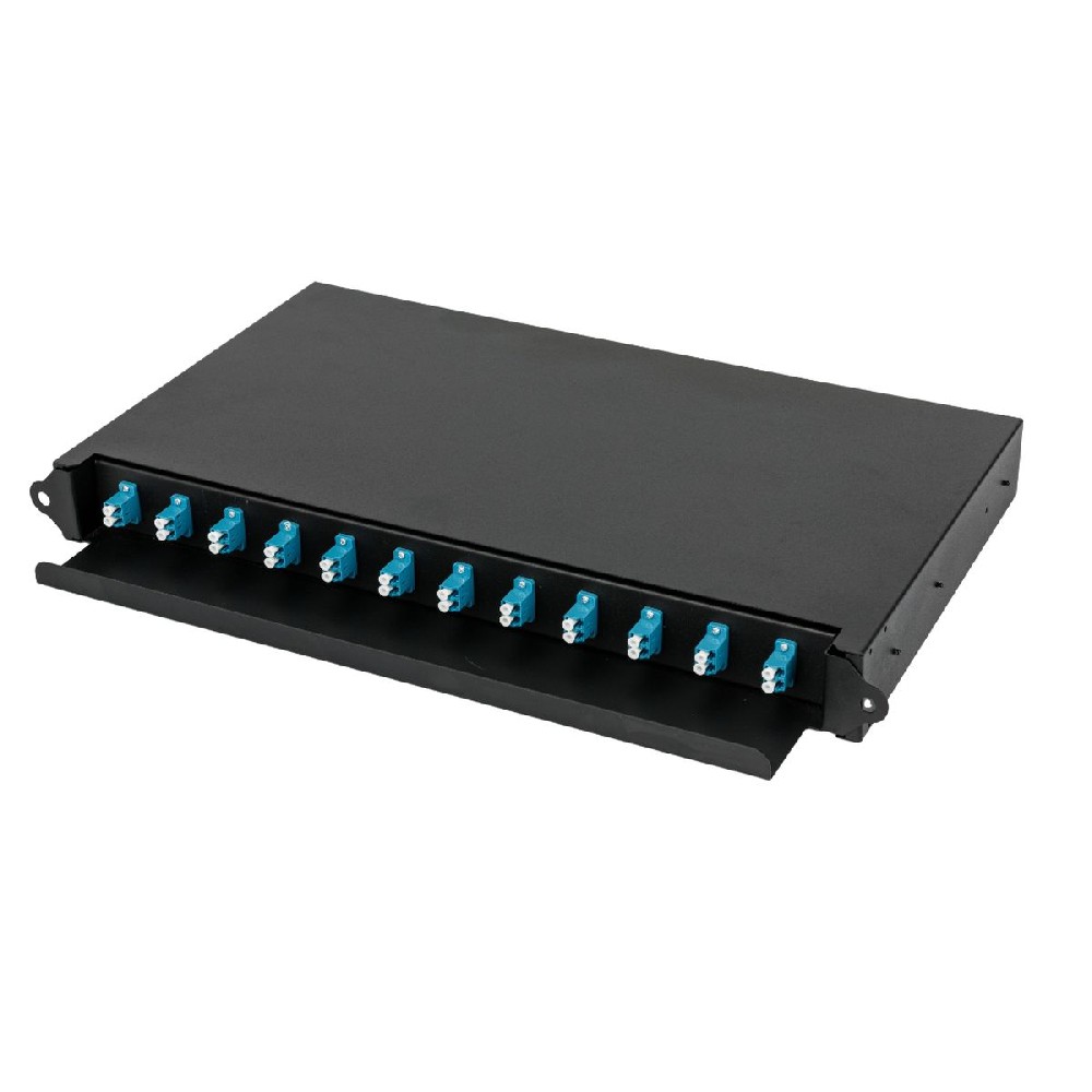 Guide rail pull-out 12 port fiber optic distribution box